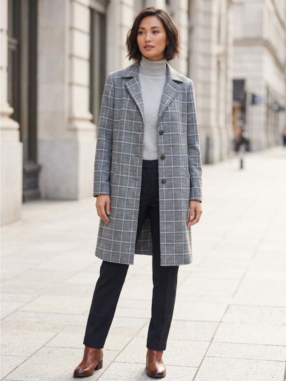Evy’s Tree Gray Plaid Long Coat new size XL